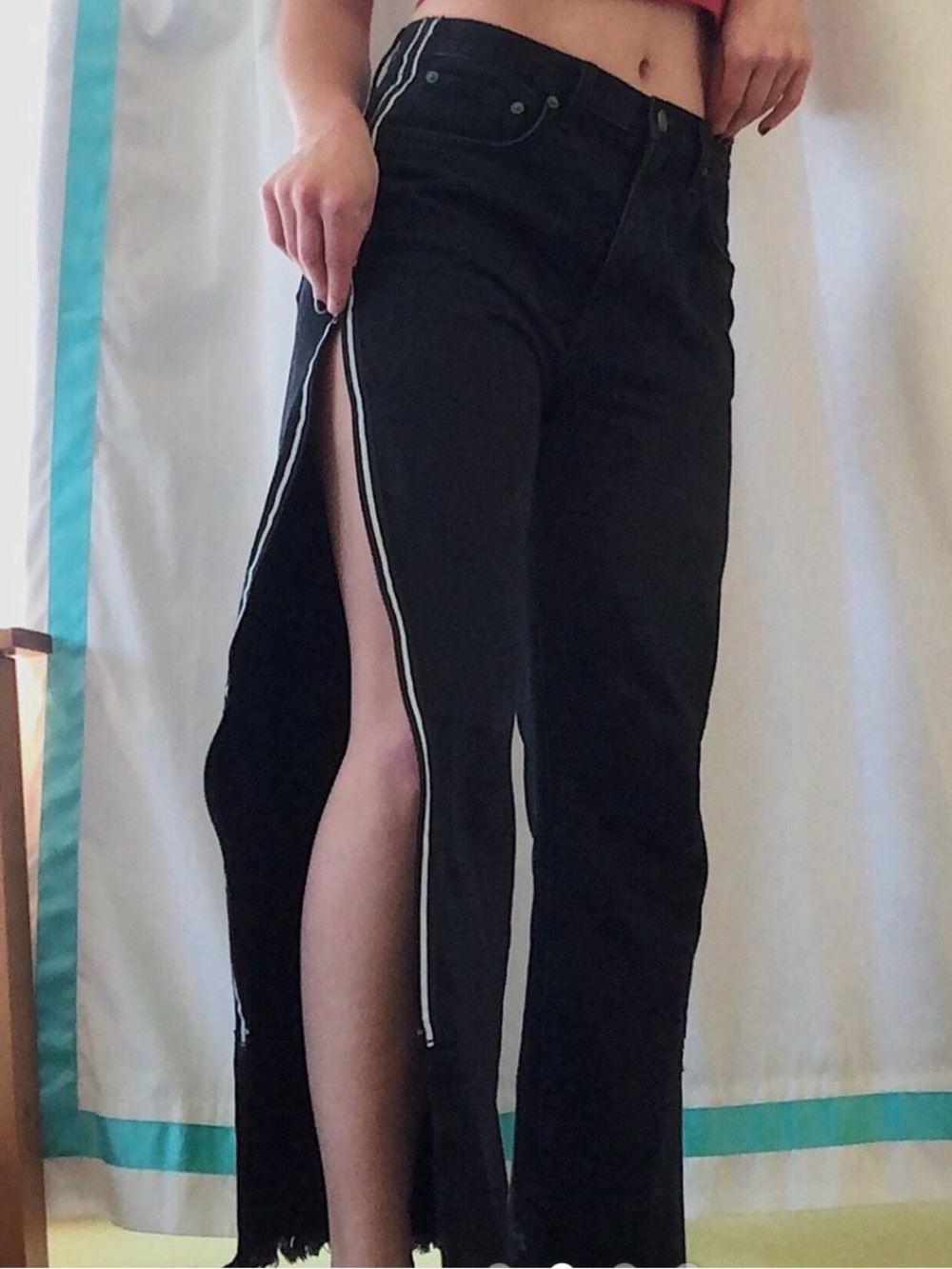 Streetwear black vintage high waist pants 🖤
